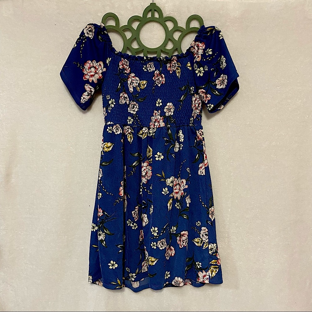 Xhilaration Womens Blue Floral Dress